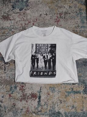 FRIENDS Black & White Photo Crop Tee in White